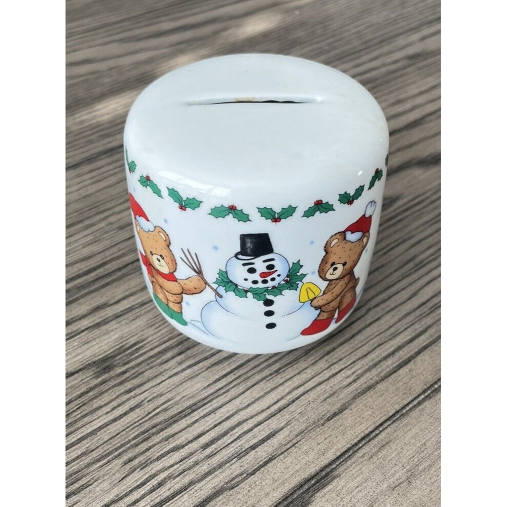 vintage Christmas coin bank bears and snowmen Excellent Condition